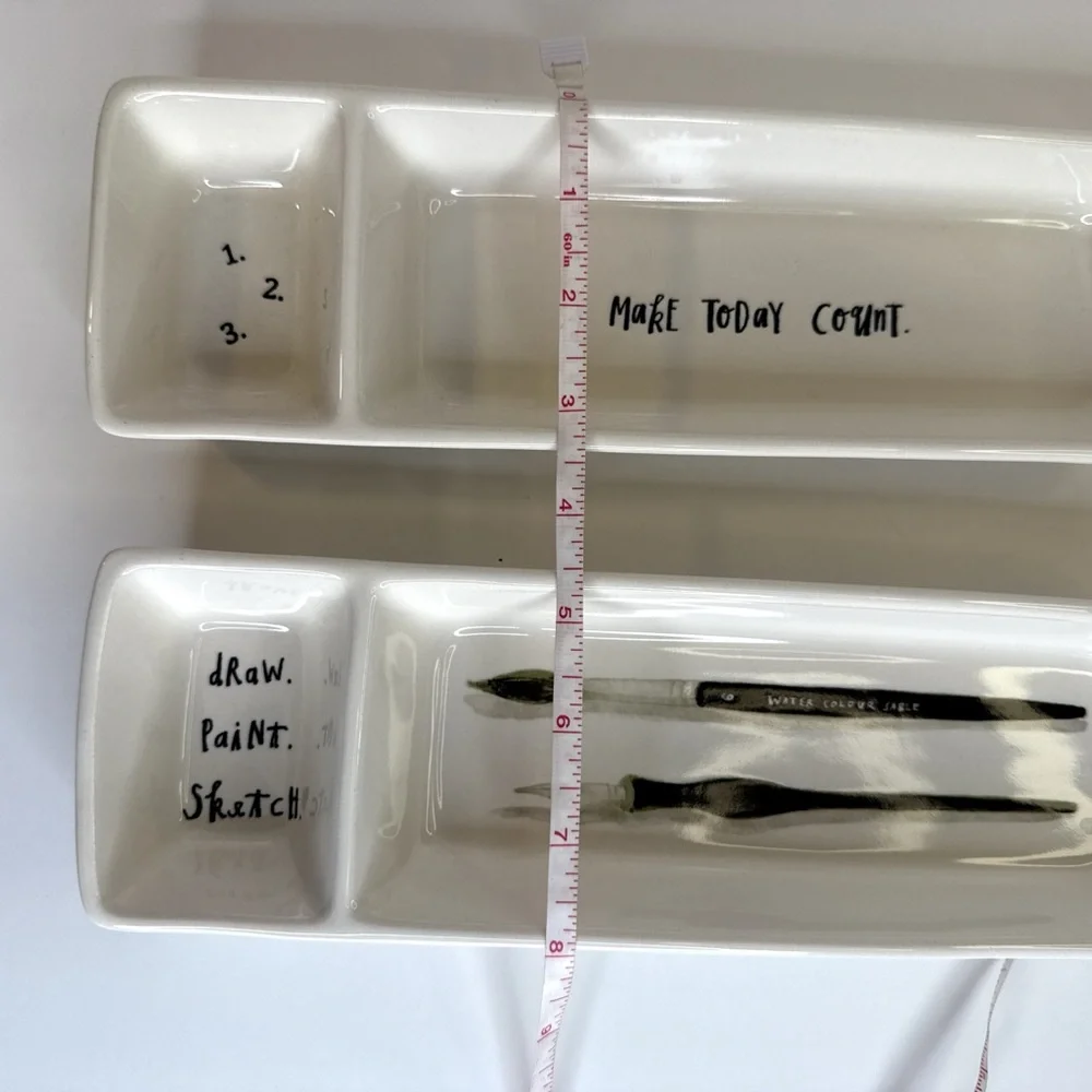 Rea Dunn “Make it Count” & “Draw Paint Sketch” Ceramic Tray set - Desk Organizer
